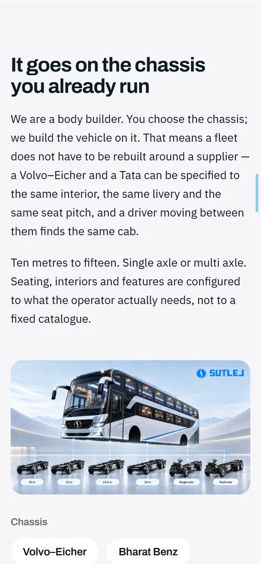 Sutlej chassis section on a phone