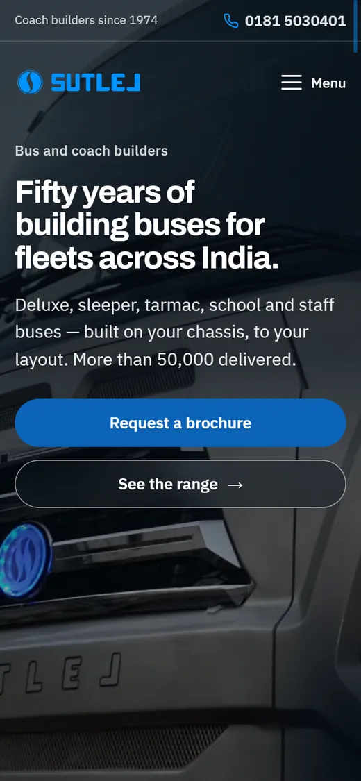 Sutlej homepage on a phone